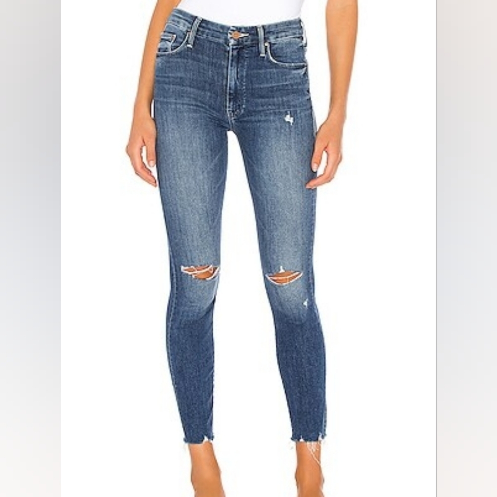 MOTHER Women's Distressed Blue Skinny Jeans